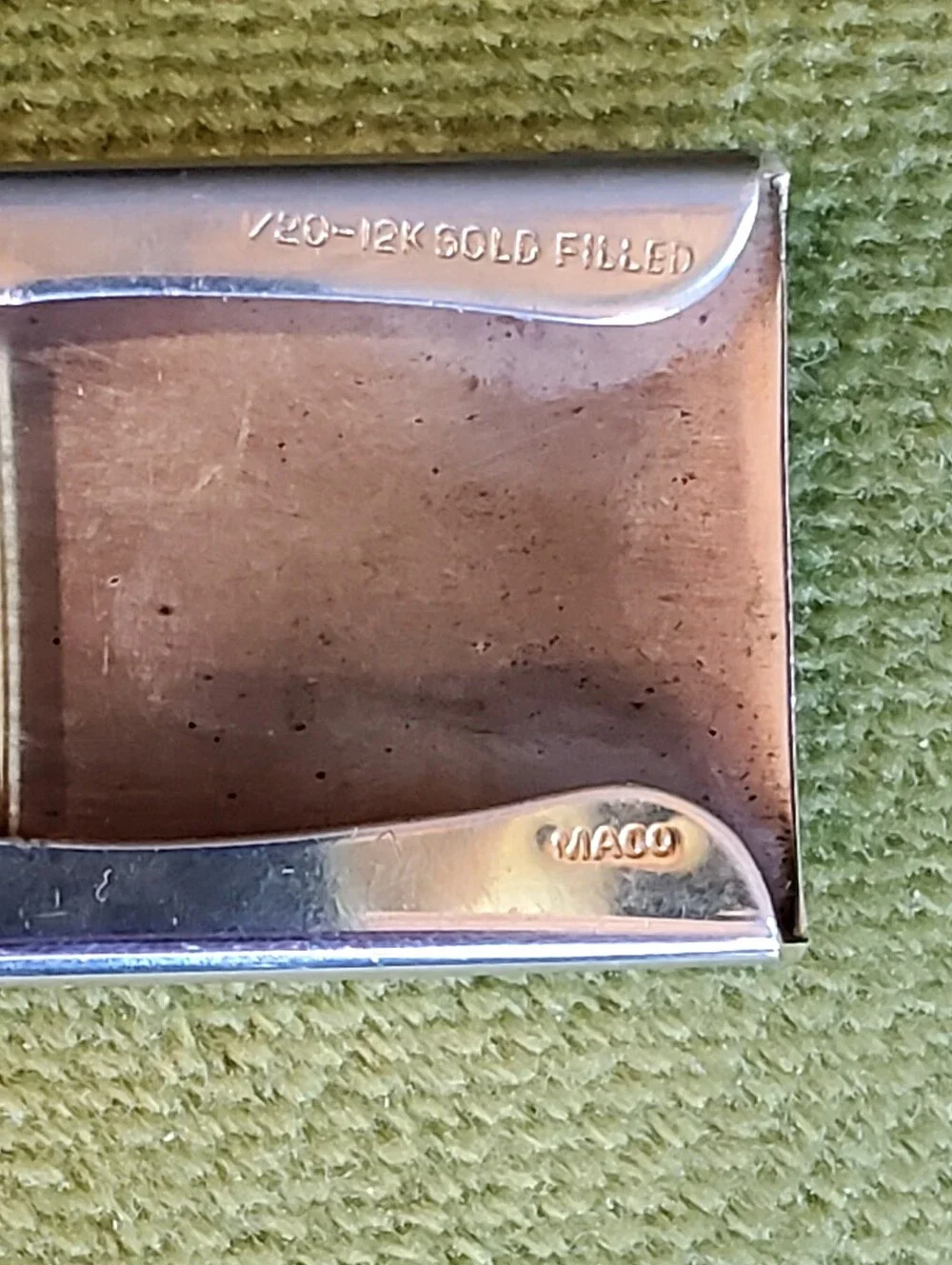 Vintage MACO 1/20 12K Gold Filled Engraved Belt Buckle, 1.75